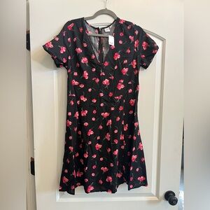 GAP Black Dress with Red Floral Pattern